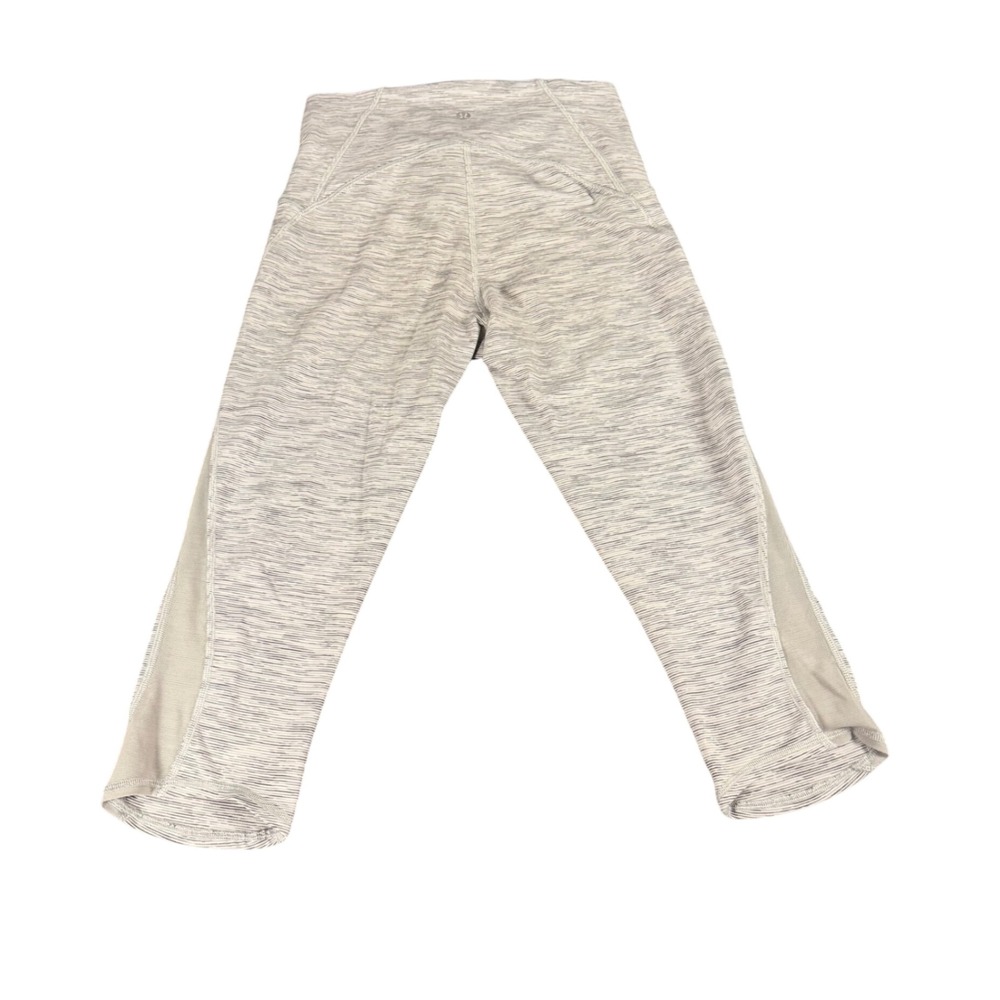 Lululemon Space Dye White Grey Mesh Crop Leggings Size 6 W6AHXS